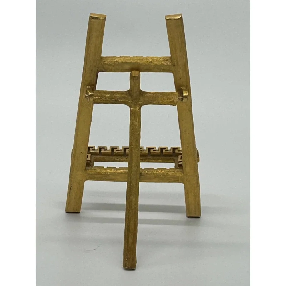 Miniature Ormolu Brass Greek Key Decor Easel Antique Decorative Display Stand 6